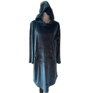32 Degrees Heat Teal Green Hooded Plush Sleep Sleepwear Dress Lounger Size S/Med